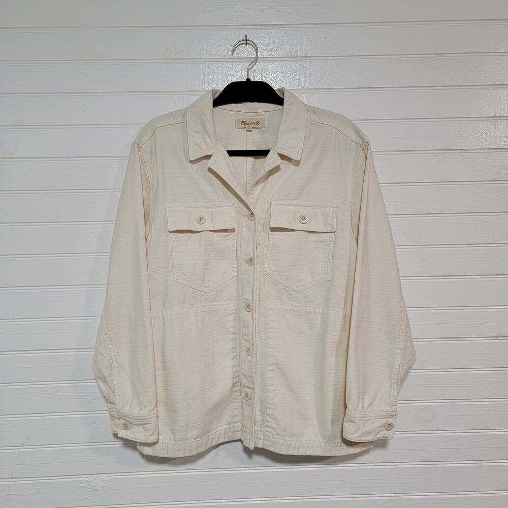 Madewell Size Medium Drakefield Shirt Jacket in Vintage Canvas Boho Pockets Top